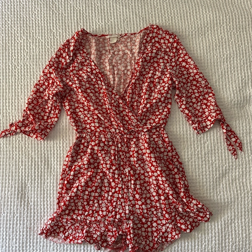 H&M Red Floral Romper - Picture 1 of 7